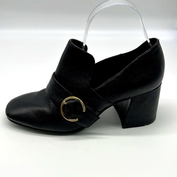 Nine West - Baroque Square Toe Leather Buckle Chunky Block Heels Size 7.5 - Picture 12 of 15
